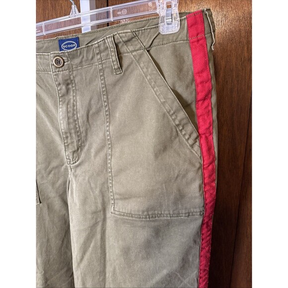 Scoop Utility Pant W Sz 18 Olive W/ Red Stripes On Sides Square Pocket Wide Leg - Picture 3 of 6